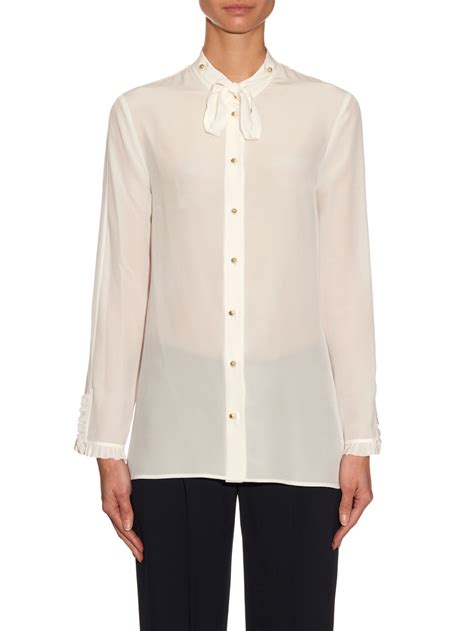 gucci silk georgette blouse|Gucci chiffon blouse.